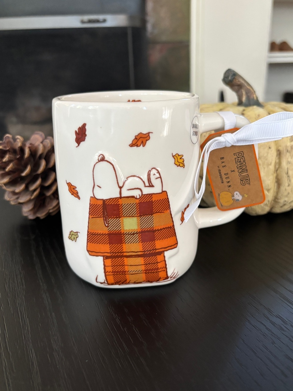 Peanuts x Rae Dunn Snoopy Plaid Autumn Mug Fall is in the Air - Picture 7 of 12